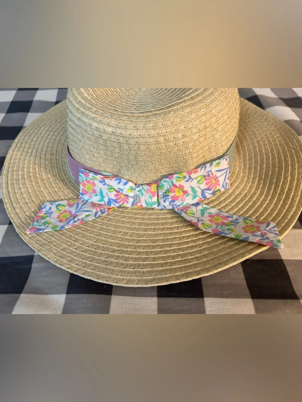 Tommy Bahama Kids Straw Sun Hat in Beige with Pastel Accent